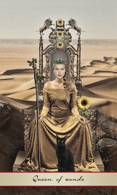 Underholde Opfattelse picnic Card Meaning of Queen of Wands @ Lotus Tarot